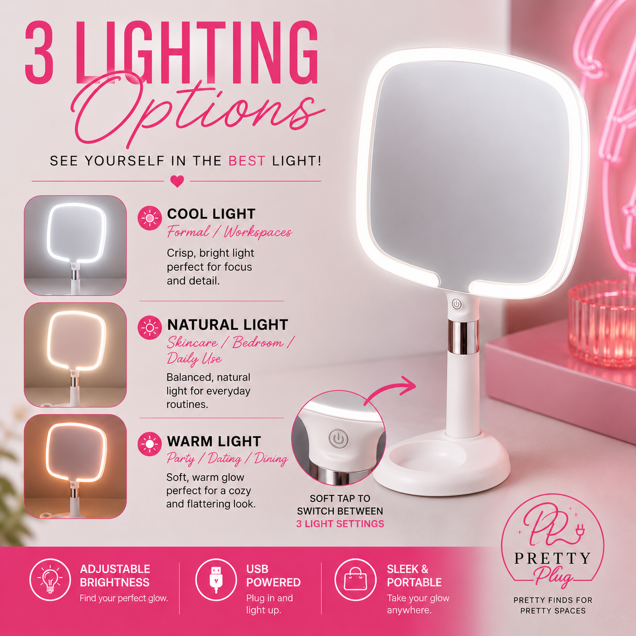 3 Mode LED Treatment Room Mirror