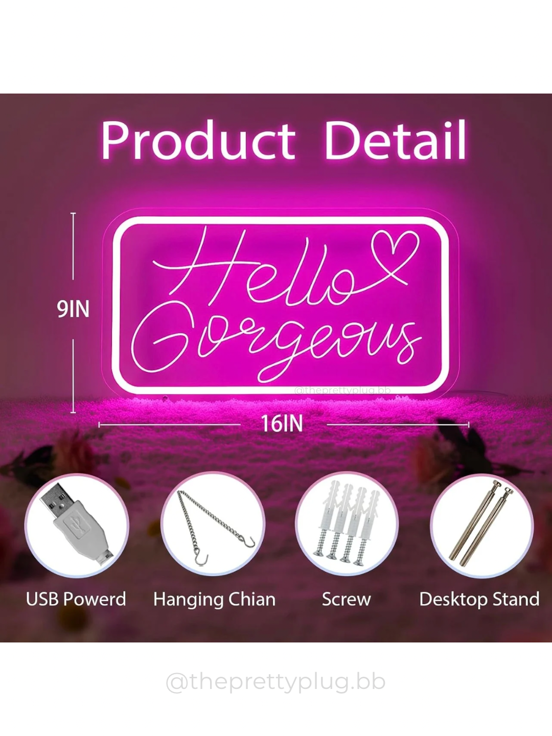 "Hello Gorgeous" Neon Sign