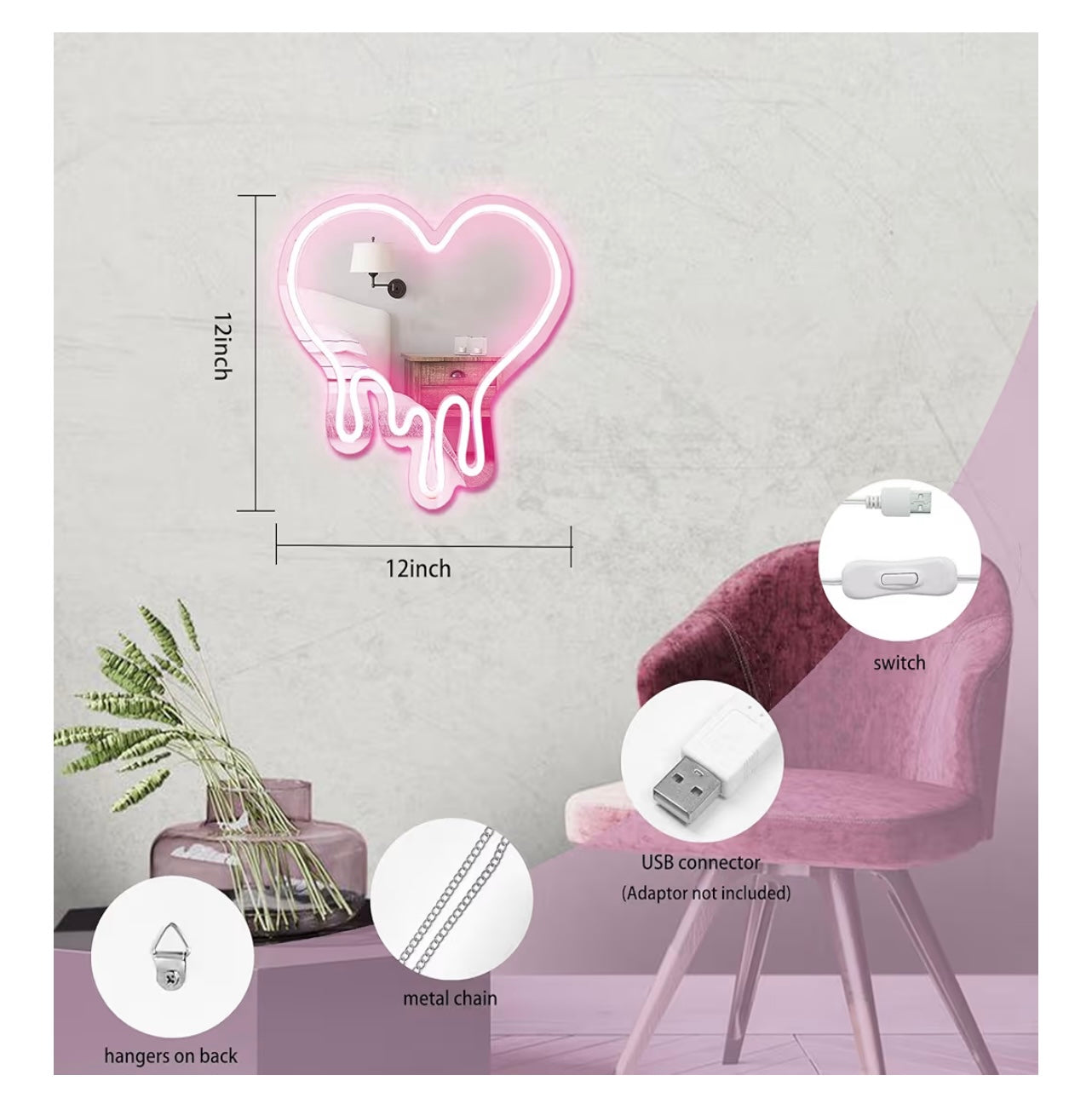 Dripping Heart Neon Sign